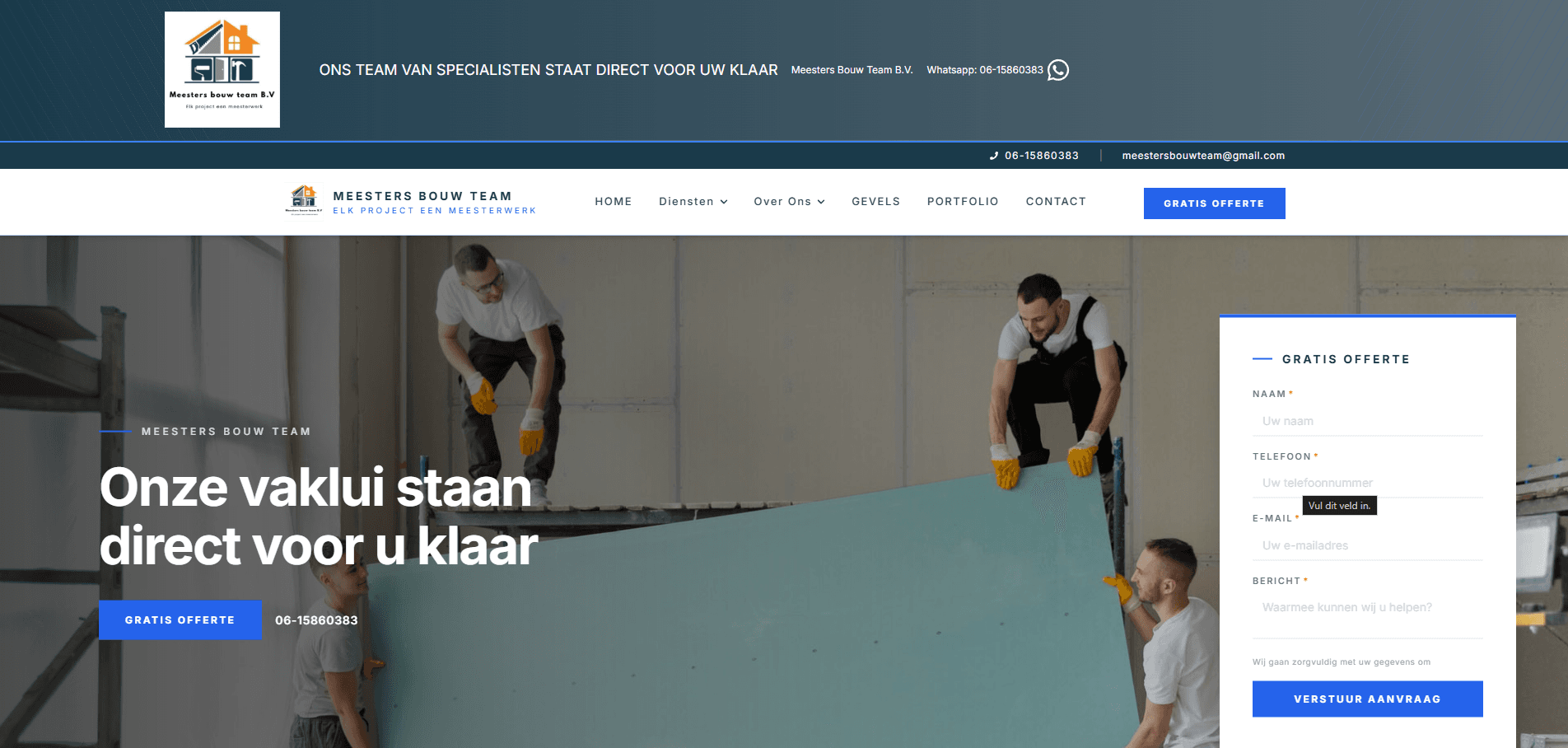 Meesters Bouw Team — homepage